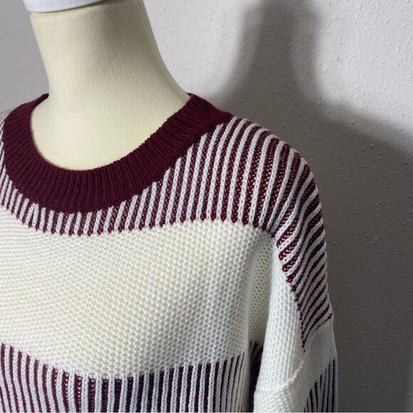 NWT Cupshe Striped Burgundy & White Knit Sweater Tunic / Dress Women's Size M - Picture 14 of 16